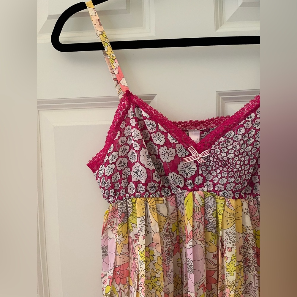 Vtg Babydoll Y2K V Neck Floral Mini Slip Dress lingerie adjustable straps Sz M - Picture 3 of 6